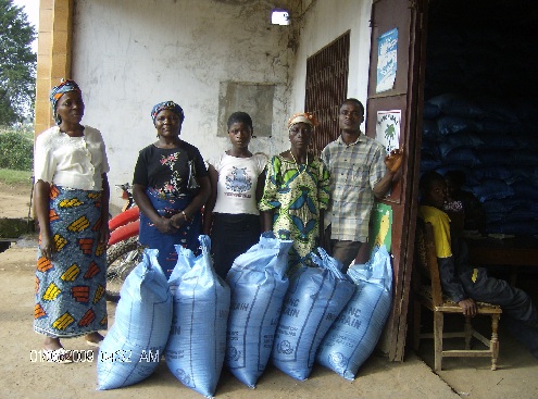 Rice being distributed to OVCs and their families in Wum